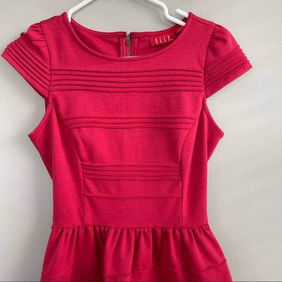 Elle Red Skater Dress W/Cap Sleeves 2 - Picture 2 of 5